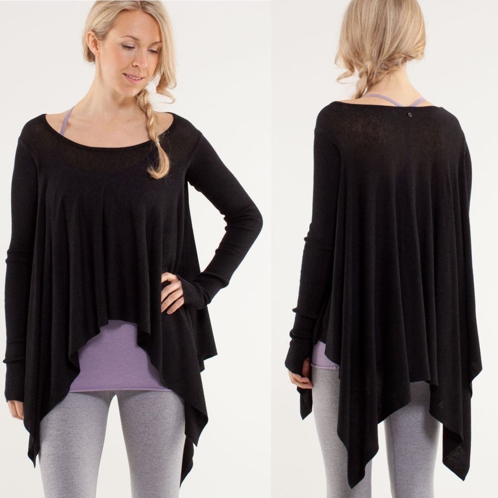 Lululemon Sweater Womens 6 Black Silk Enlightened Pullover Balletcore Fairy